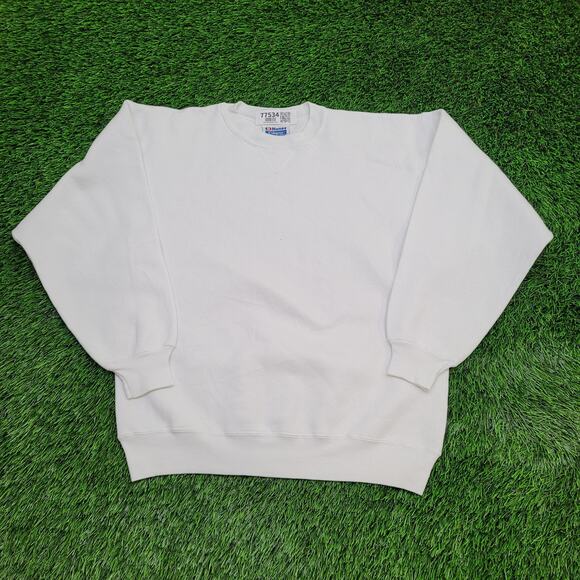 Vintage 90s MOD Blank Sweatshirt Women Large 21x25 White USA - Picture 1 of 11
